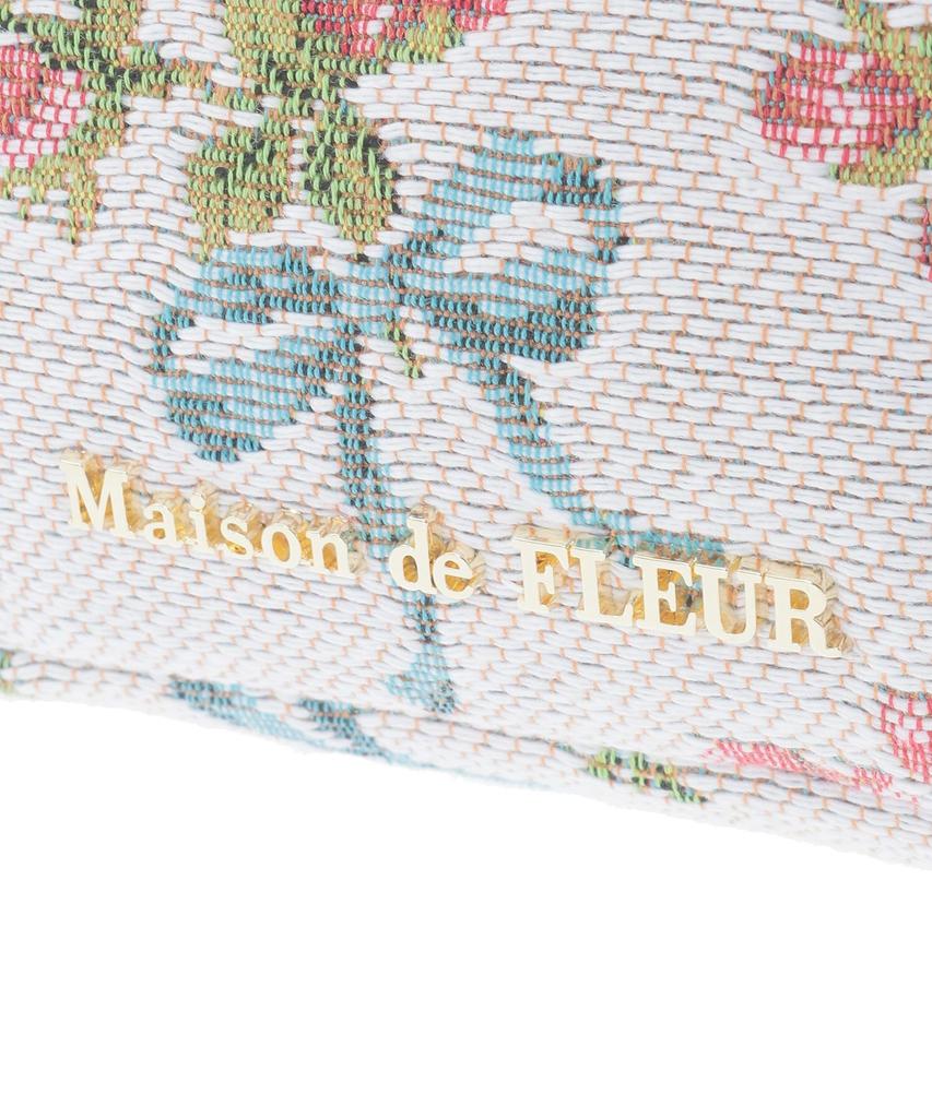 de Rose Ribbon Pattern Gobelin Pouch [Maison Fleur] - Women's Off-White