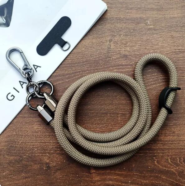 

10mm Diameter Crossbody Lanyard Strap Cord Necklace Climbing Hanging Shoulder Rope Clip Card for iPhone 17 Pro Max 15 14 16 Case