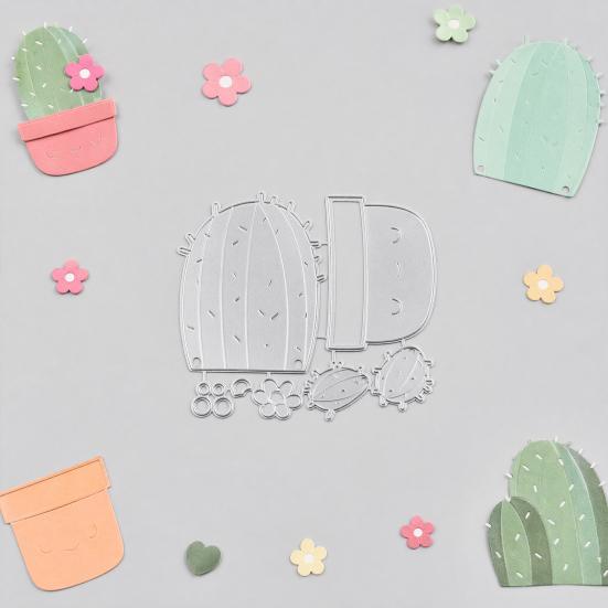 Cactus Die Cut, Scrapbooking Metal Cutting Dies, Cute Potted Cactus Die for Craft Paper Photo Album DIY Scrapbooking Embossing