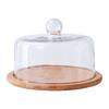 Multifunctional Wooden Glass Transparent Cake Stand With Dome Rotating Cake Stand For Weddings Party Cake Fruit Dessert Plate