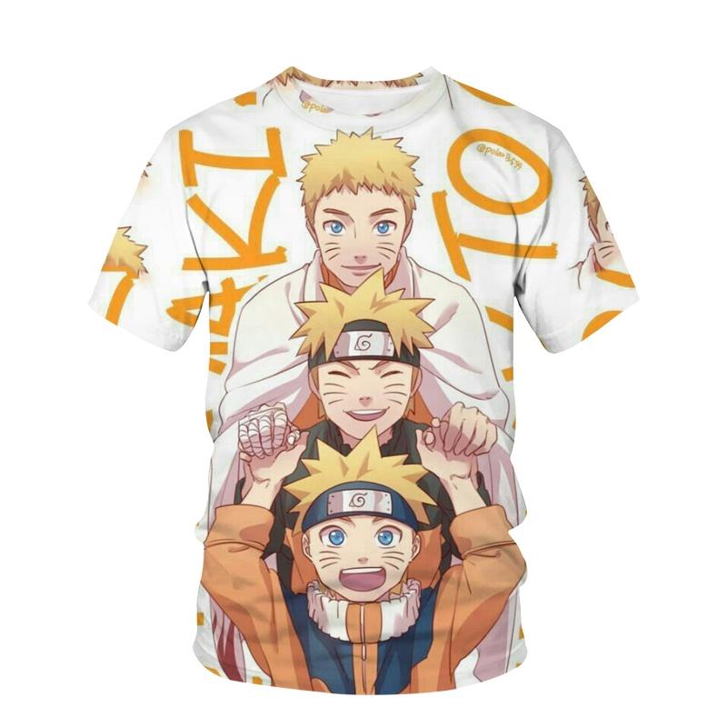 Children's Anime Naruto 3D Digital Print Boy Street Trend Round Neck Short Sleeved T-shirt