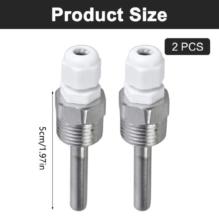 Pair Of Thermowell Sleeves 8x50mm In Stainless Steel Immersions Sleeves For Temperature Sensors Corrosion Resistant