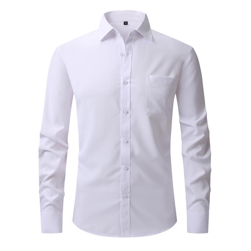 Men's Business Casual Long-Sleeved Shirt with Four-Sided Stretch and Anti-Wrinkle Fabric