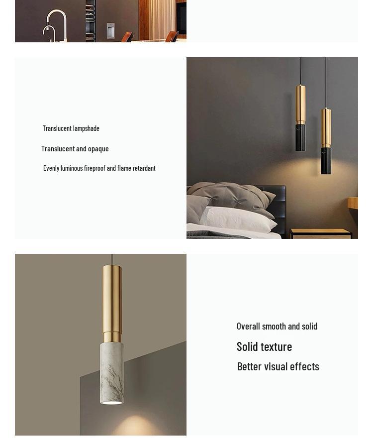 Minimalist Marble LED Pendant Light for Living Room or Bedroom