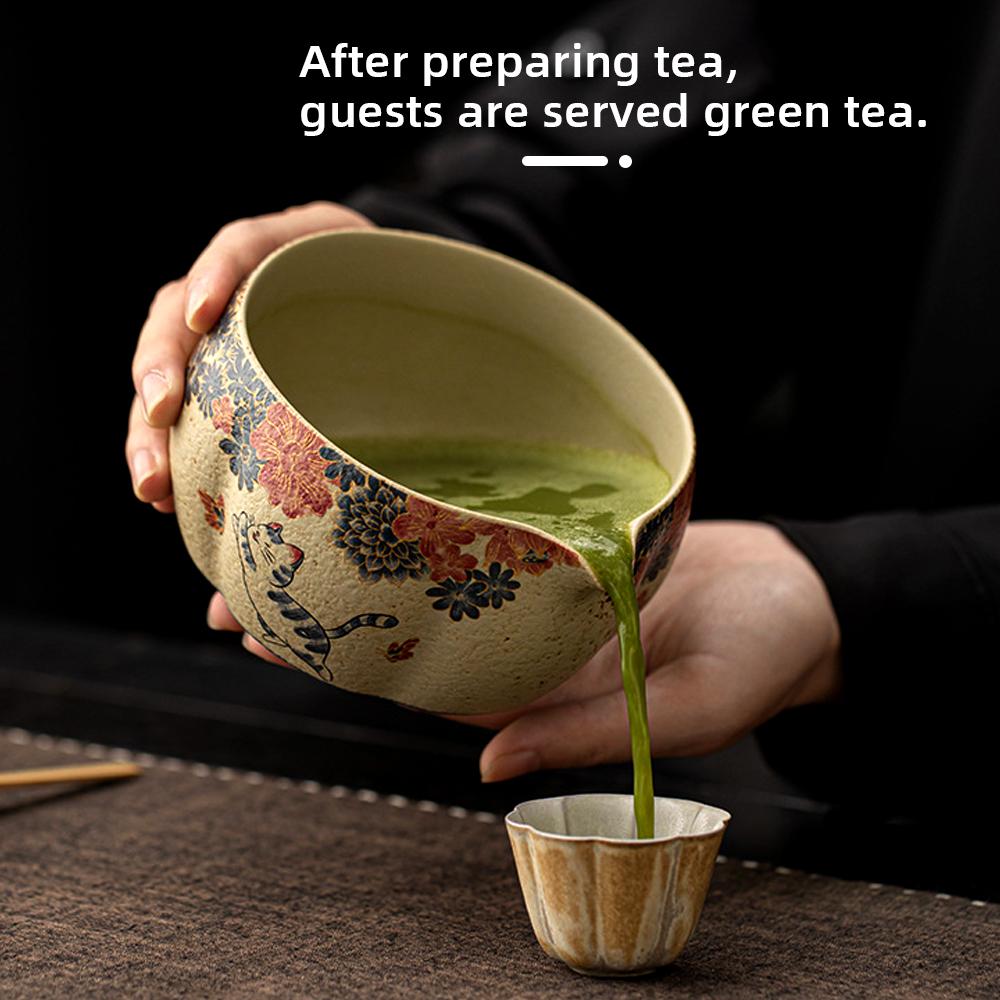 Japanese Matcha Set Flint red Matcha Making Set Whisk Teaspoon Ceramic Bowl Tranditional Tea Sets Matcha Bowl Tea Tools Gifts