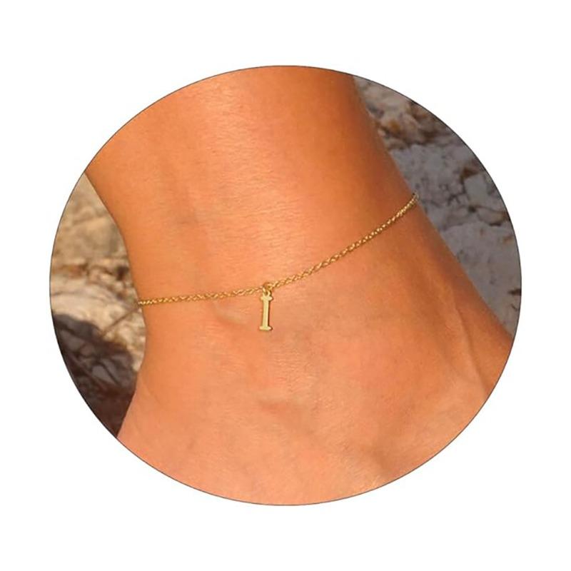 Semplice Collana con Lettera Impermeabile Placcata Oro 14K. Bracciale Compatto con 26 Lettere in Stile Femminile.