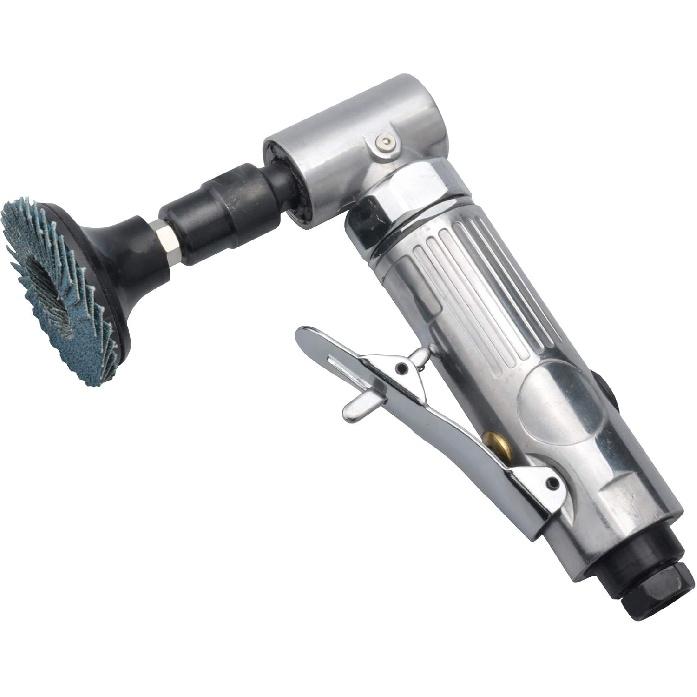 angle air die grinder 1/4" with 4 pcs 2" roll lock sanding discs, polished color angle pneumatic die grinder