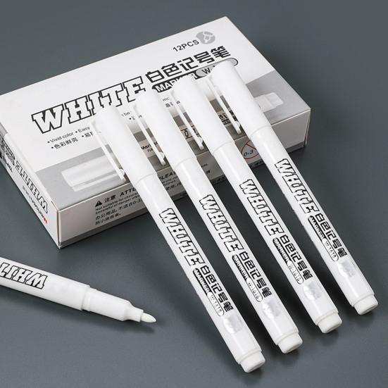 12ks malířských per 1mm extra jemný hrot Bílá akrylová pera s permanentními popisovači DIY umělecké projekty Příslušenství