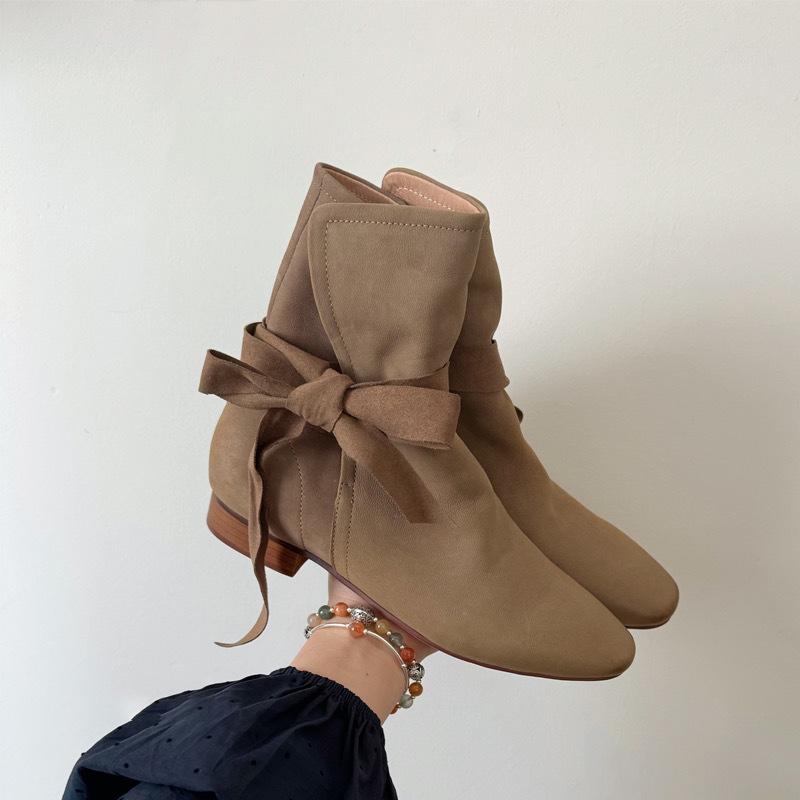 

Корейская версия нишевые кожаные квадратный носок ремешок с бантом узкие ботильоны короткие ботинки женские осенне-зимние ботинки челси ботинки мартин 40 хаки