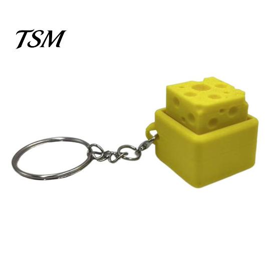 Cheese Fidget Tool 3D Printed Clicker, Mini Square Finger Tactile Feedback Toy Stress Relief Push Keychain, Gift for Students Office Workers Handheld 1pc