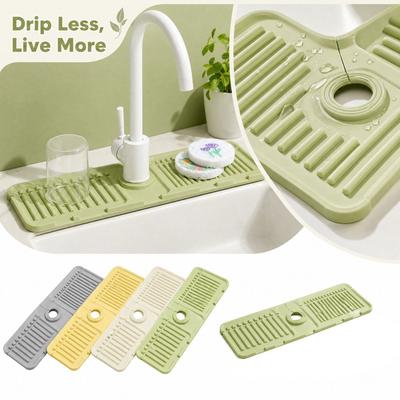 Kitchen Sink Silicone Quick-Draining Tray for Sink, Sink Protector Dish Drying Pad
