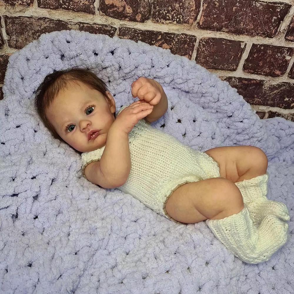 Cute 18 Inch Reborn Babies Dolls Meadow Full Vinyl Body Simulation Doll Can Bath Realistic 3D Painted Skin Newborn Baby Dolls for Kids Christmas Gifts