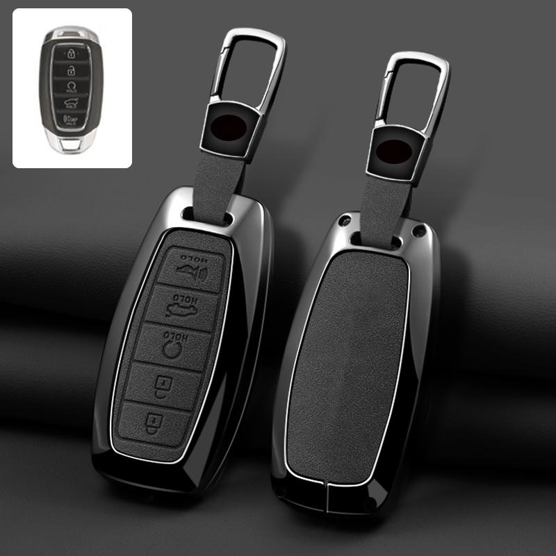 3/4/5 Button Zinc Alloy Leather Car Key Cover For Modern I30 Ix35 Kona Encino Solaris Azera Grandeur Ig Accent Santa Fe Palisade