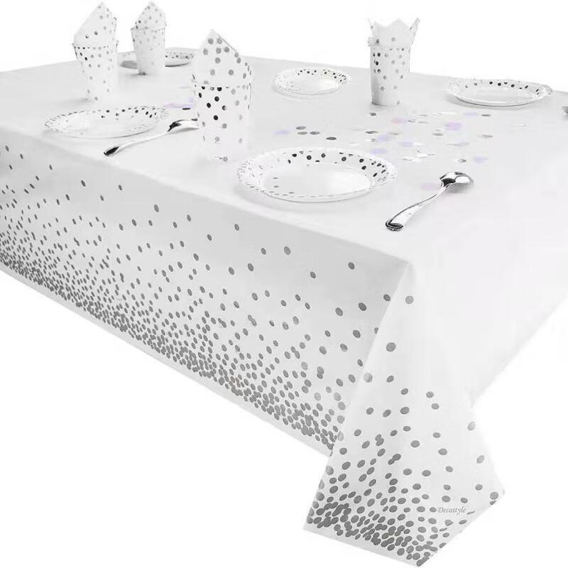 

Disposable Silver Dot Party Tablecloth