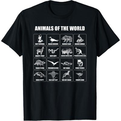 Zwierzęta Świata T-Shirt Śmieszny Męski Damski Chłopięcy Dziewczęcy T-Shirt