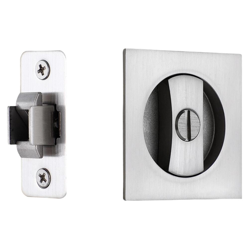 Pocket Door Privacy Lock with Edge Pull Handle Recessed Knob Zinc Alloy for Bathroom Kitchen Bedroom 6.5x4.6cm Clean Look