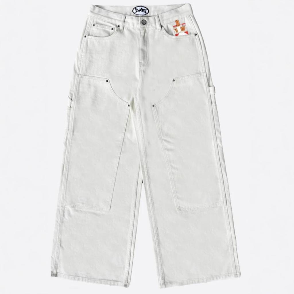 BeatStreet Neue Y2K Gothic Punk Amerikanischer Retro Punk Bestickte Jeans Herren Gewaschen Altbraun Locker Gerade Weite Beine Modische Jeans