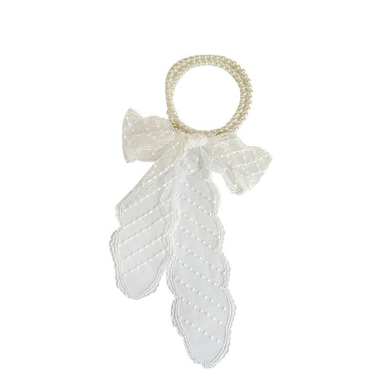 Pearl Necklace Spring and Summer Versatile Polka Dot Lace Silk Scarf High-end Bag Strap Multi-purpose Belt Headscarf