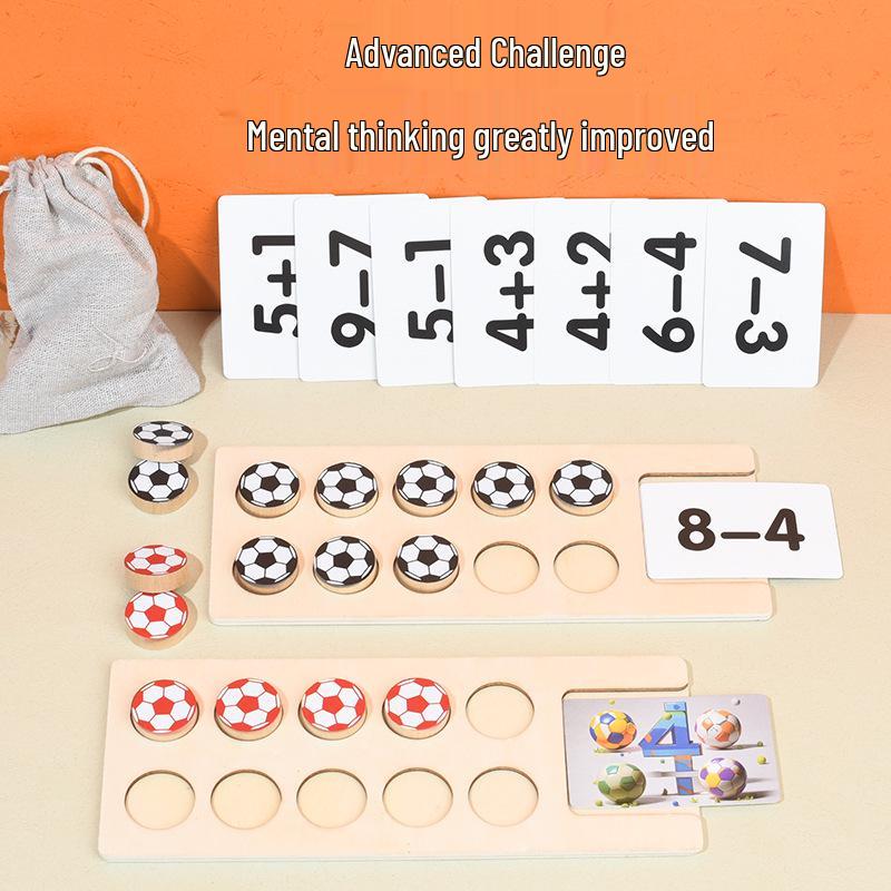 Children's Arithmetic Education Toy: Early Math and Football-Themed Wooden Game