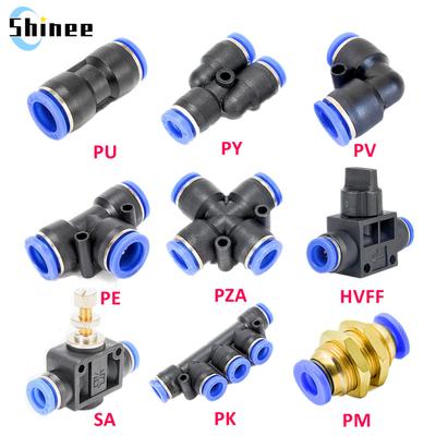 Raccord Pneumatique Connecteur de Tuyau Tube Air Raccords Rapides Eau Push-in Couplage de Tuyau 4mm 6mm 8mm 10mm 12mm 14mm PU PY PK PE PV SA