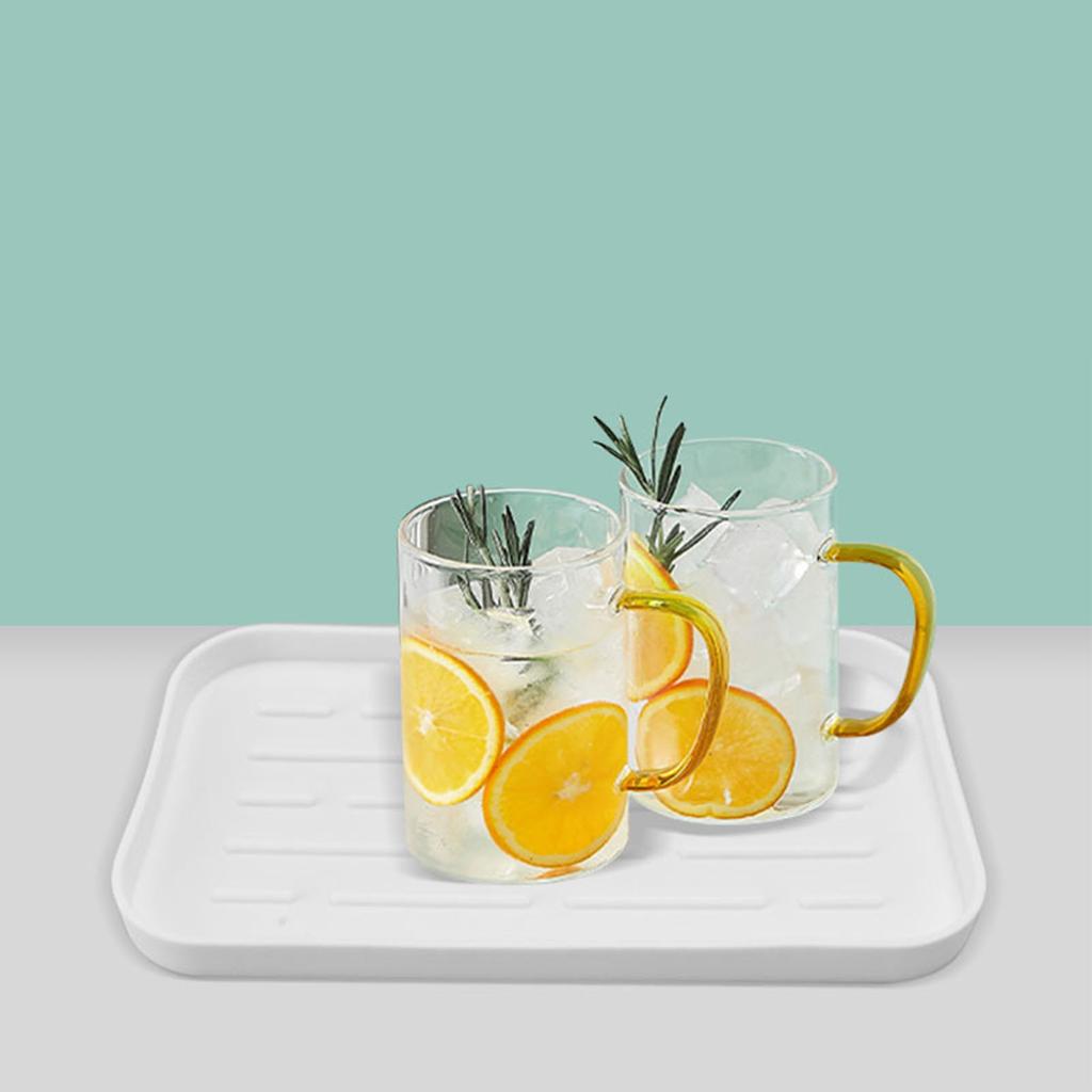 Silicone Dish Drying Mat Convex Design Raised Edges Soft Flexible Prevent Slip Silicone Drain Tray for Kitchen Counter