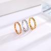 Simple and High-end Round Square Row Titanium Steel Ring for Female Couple, Trendy Accessories