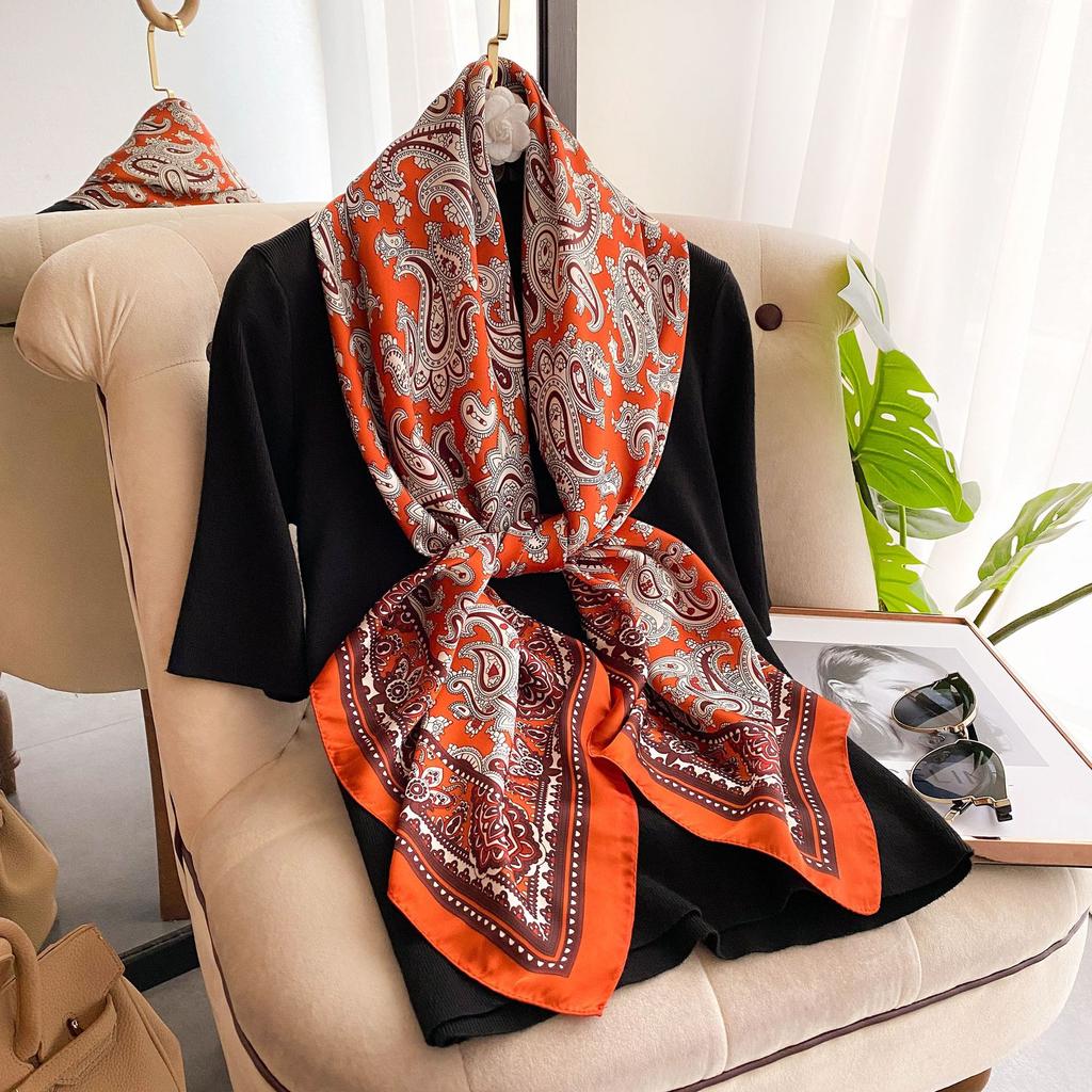 High-quality Luxurious Silk Scarves Headband Scarfs Neck Scarf For Women Chain Silk Scarf Women's Decorative Shawl