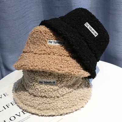 Lamb Faux Fur Bucket Hat Thickened Warm Teddy Velvet Winter Hats For Women Lady  Outdoor Plush Fisherman Hat