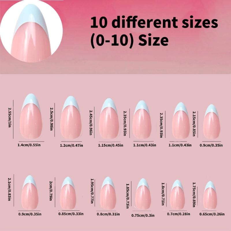 120 Pcs Press On Nails French Tip False Nails Almond Full Cover Stick on Nails Artificial Fingernails Manicures Supplies