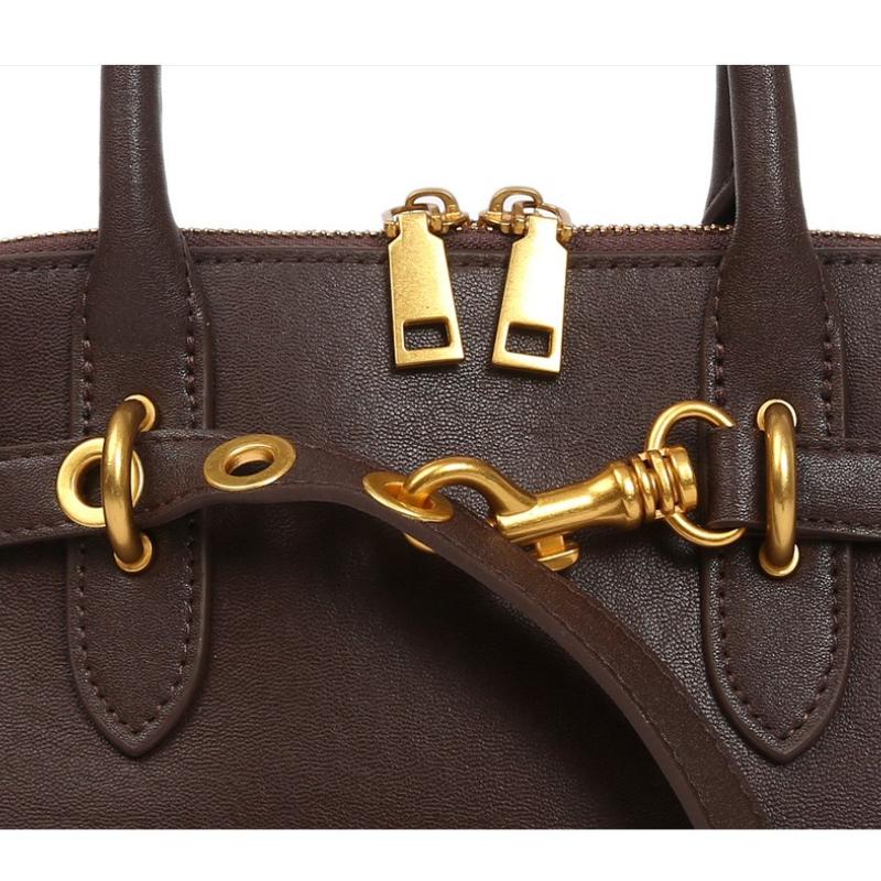 Luxury Brand Genuine Leather Women Handbags Fashion Gold Buckle Shoulder Bags Women Retro Cowhide Boston Bags Lady
