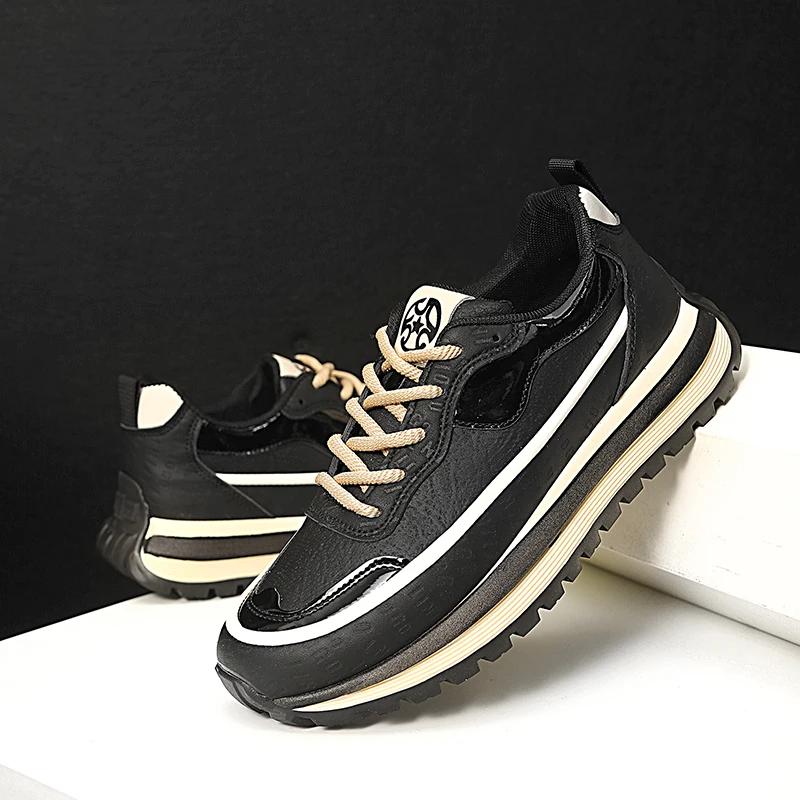 PARZIVAL Men Sneakers Casual Shoes Fashion Outdoor Sports Shoes Runner Tenis Trainer Leather Running Shoes