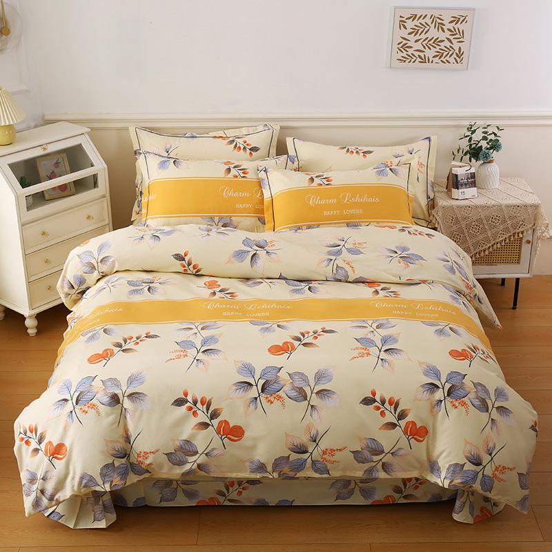 Thickened Brushed Pure Cotton Autumn/Winter Bedding Set - All-Season Universal (Four-Piece & Three-Piece Options)