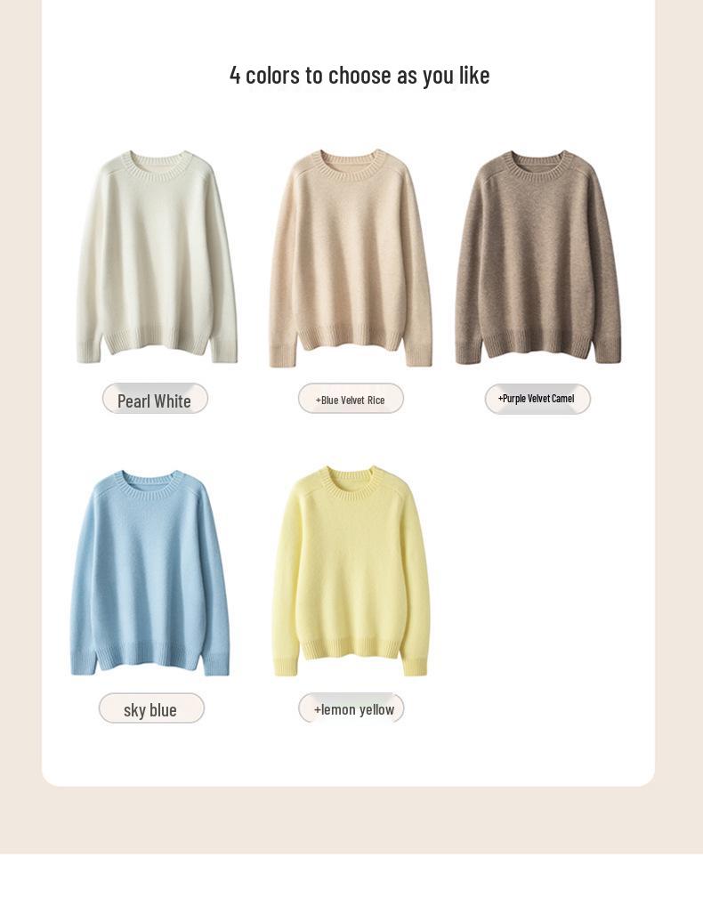 2024 Autumn/Winter Women's Round Neck Saddle Shoulder Cashmere Loose Slimming Knit Sweater