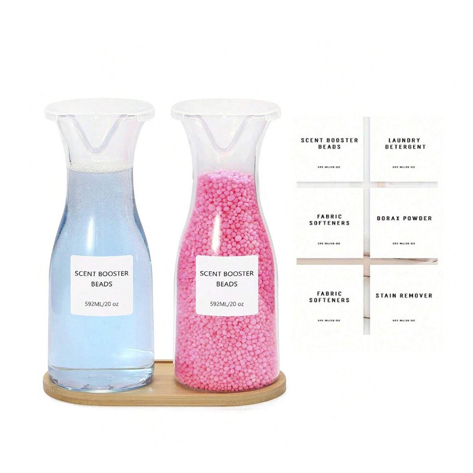

2 Pack Clear Laundry Detergent Dispenser Bottle 20oz with Label for Laundry Detergent Soap Fabric Softener Bleach Laundry Room
