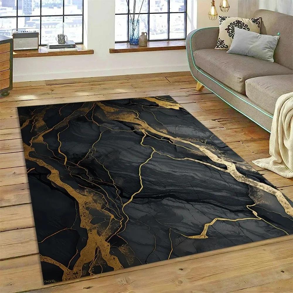 Luxurious Abstract Marble Carpet for Living Room Sofa Home Decoration Large Rugs Non-slip Bedroom Bedside Coffee Table Floor Mat