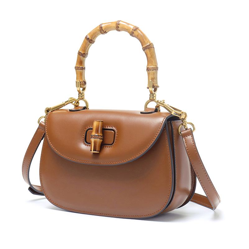 Leder Retro Mode Rindsleder High-End Messenger Bag Bambus Tasche Handtasche Satteltasche