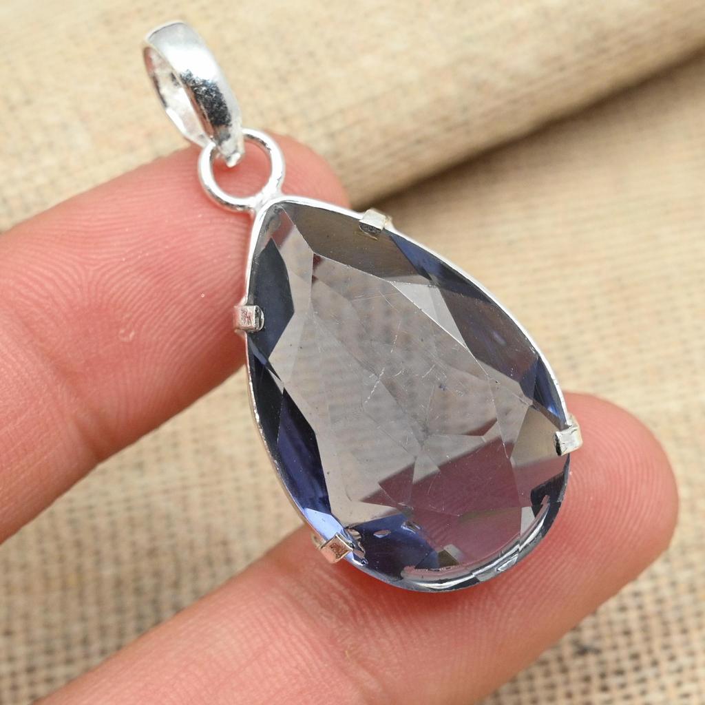 Faceted Amethyst Gemstone 925 Sterling Silver Handmade Pear Shaped Jewelry Pendant