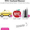 Big Dot of Happiness NYC Cityscape Garland Banner, New York City Party Decorations Banner, 30 Feet of Cord, 15 Double-Sided Big Apple, Taxi,