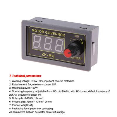 Motor Controller Pwm Adjustable Speed Digital Display Encoder Duty Ratio Frequency Max 15A Zk-Mg