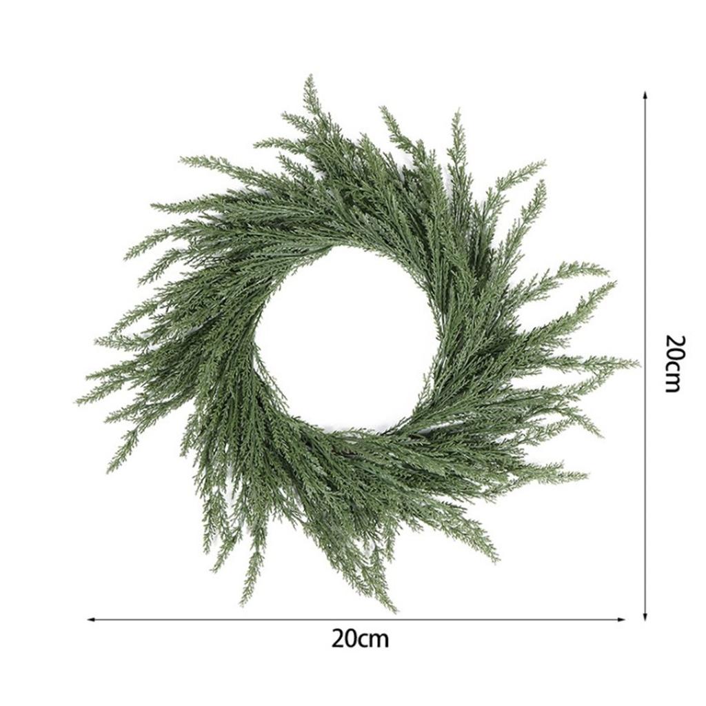 Round Green Artificial Wreath Christmas Garland for Front Door Outside Decor