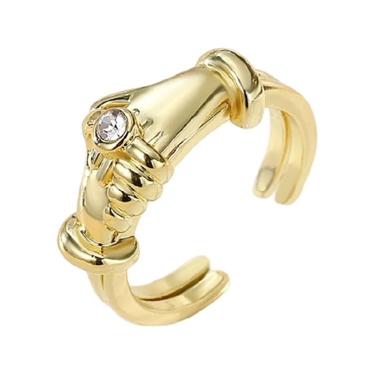 

Interlockings Embrace Couple Ring Adjustable Open Shank Design Gold Silver Blending Alloy For Modern Accessories