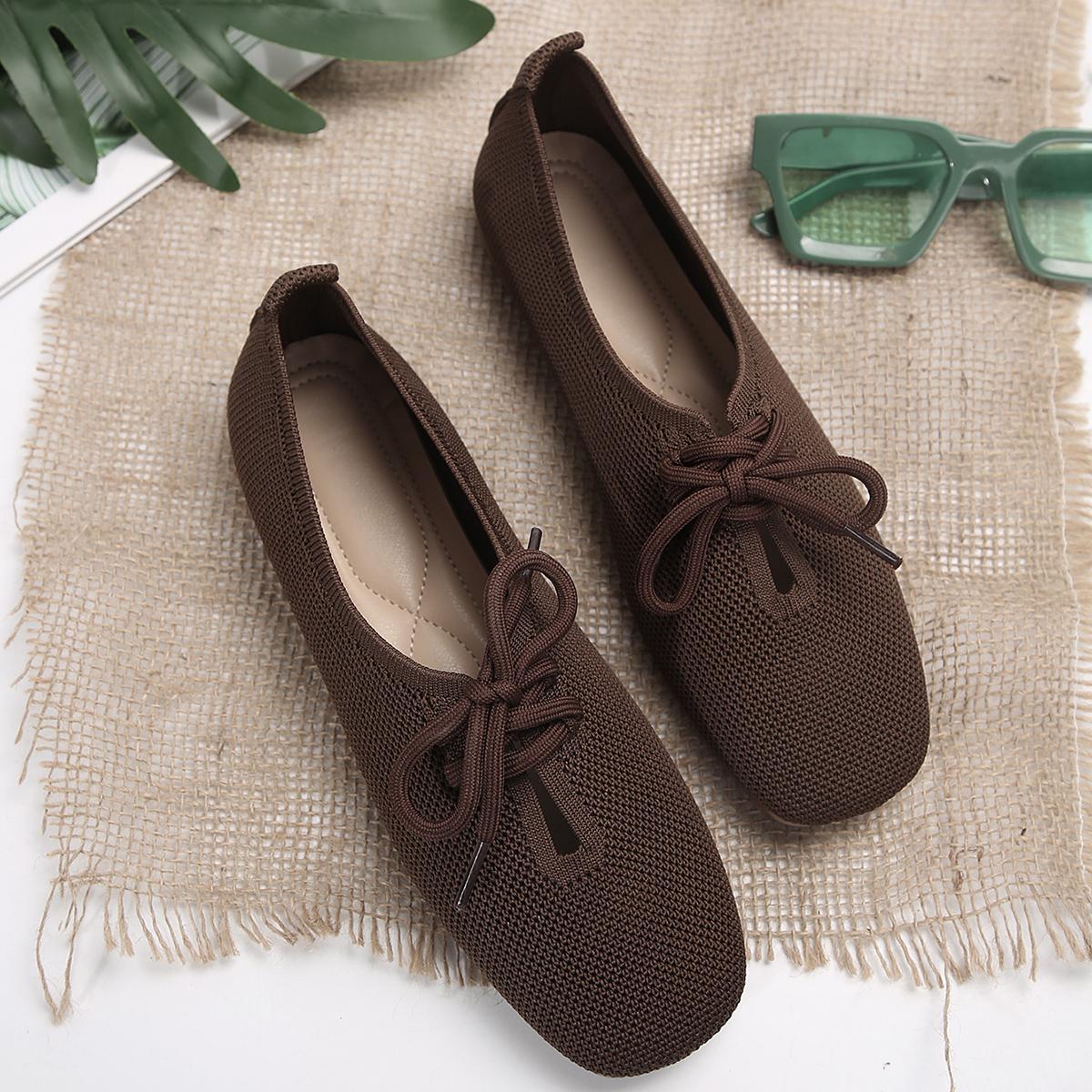 

Мода 2024 года, осенние сетчатые дышащие женские туфли на плоской подошве, однотонные простые балетки, женские повседневные туфли на шнуровке для ходьбы для женщин 39
