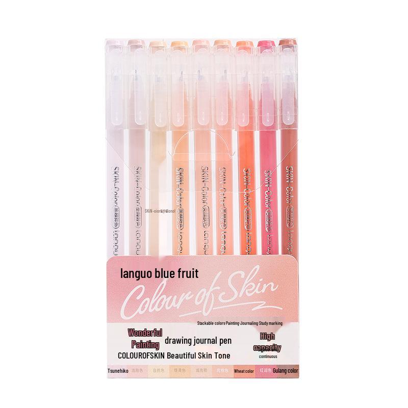 Morandi Color Planner Pen Set: Large Capacity Gel Pens with Needle-tip for Students and Drawing, Fluorescent Blue Fruit 0551.
