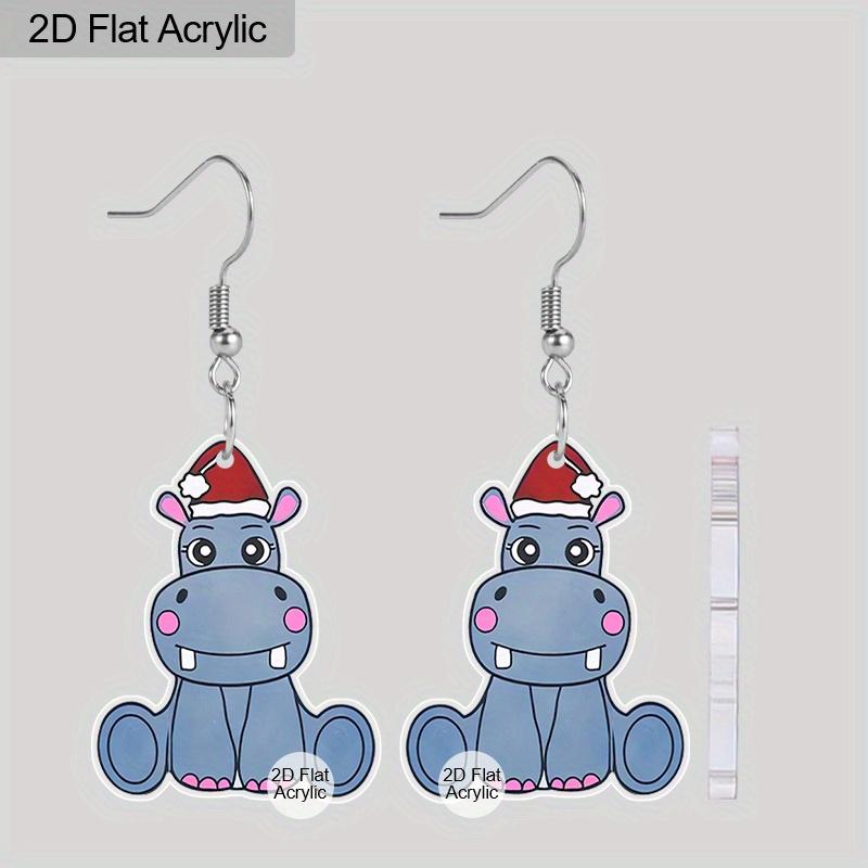 

Плоские 2D серьги-капли в виде синего морского конька и рождественской шляпы, легкий акриловый материал, идеально подходят для подарков на вечеринки, украшений и рождественских подарков.