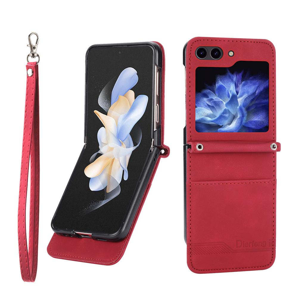 Hinge Protection Phone Case for Samsung Galaxy Z Flip 7 6 5 4 3 5G Flip7 FE Hand Strap Wallet Cards Holder Leather Cover