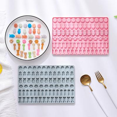 78 Holes Strawberry Chocolate Carrot Jelly Baking Tray Cat Claw Biscuit Silicone Mold Cartoon Puppy Bone Soap Mould Candle Gifts