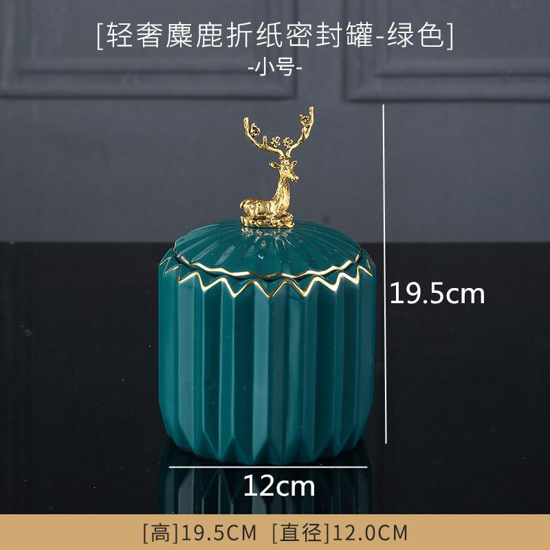 Ceramic Jar Storage Tank with Deer Cover Candy Jar Cotton Swab Box Food Container Snack Box Home Desktop Organizer Tissue Box