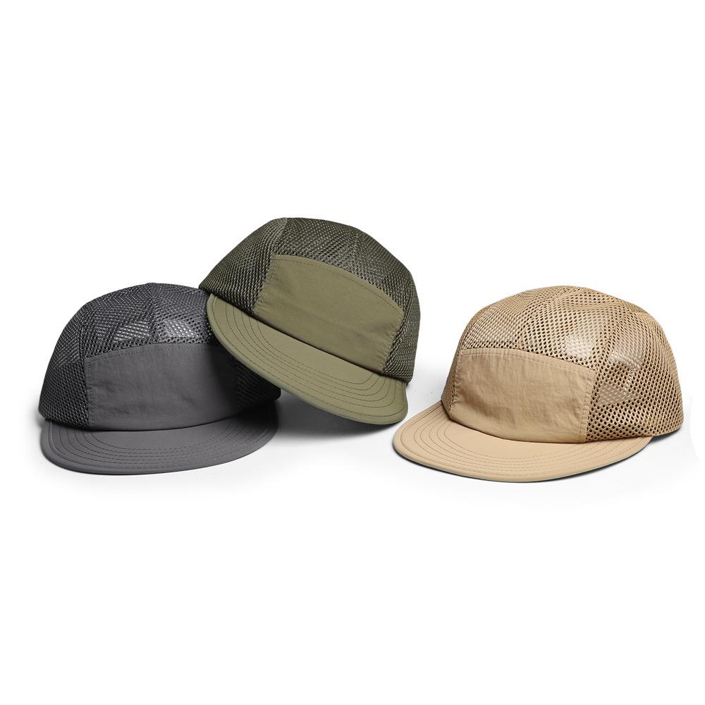 Flat-brimmed hip-hop baseball cap, unisex, quick-drying, breathable mesh, wide-brimmed sun hat, workwear-style duckbill cap