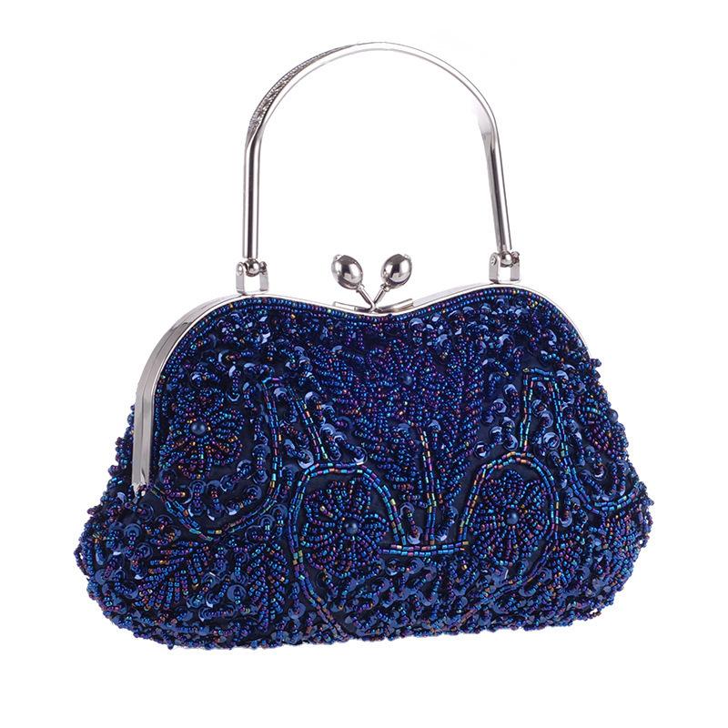 Women's Vintage Floral Beaded Rhinestone Embroidery Clutch Crossbody Bag with Chain Evening Handbag for Wedding Party Evening Clutch Bag for Women