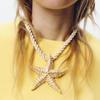 Tooxika Beach Starfish Pendant Necklace Women Summer New Irregular Alloy Collarbone Chain